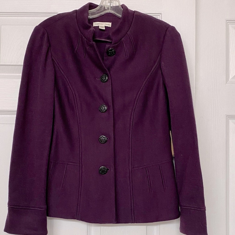 Coldwater Creek Double Knit Jacket Purple Sz 6 NWT